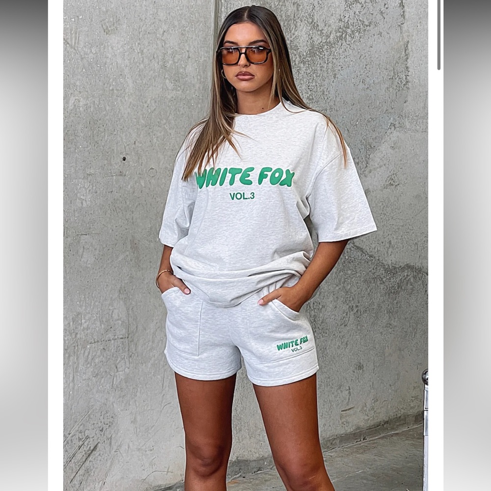 White Fox Offstage Lounge Shorts Glacier Grey Size XS